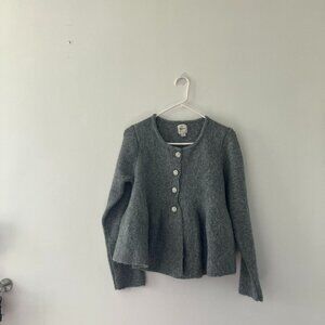 Maeve peplum sweater/cardigan crystal button